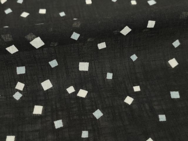 平和屋着物*夏物 小紋 箔散らし文様 黒地 洗える着物 AABH2087ck