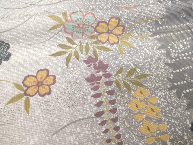 平和屋着物*夏物 小紋 絽 流水花間道 洗える着物 AABH2097ck