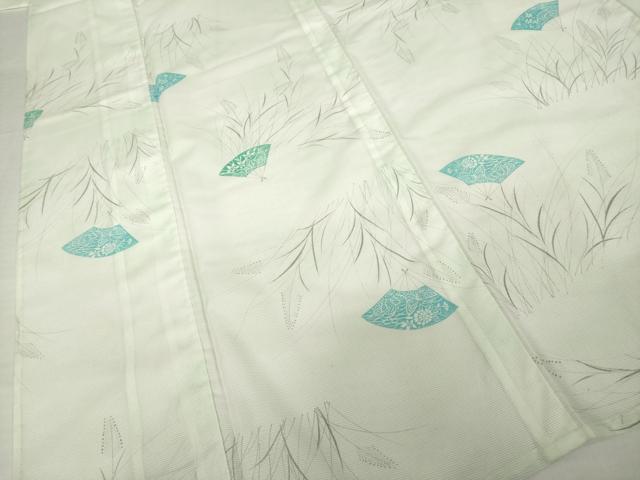 平和屋着物*夏物 小紋 絽 舞扇花蝶文 洗える着物 AABH2108ck