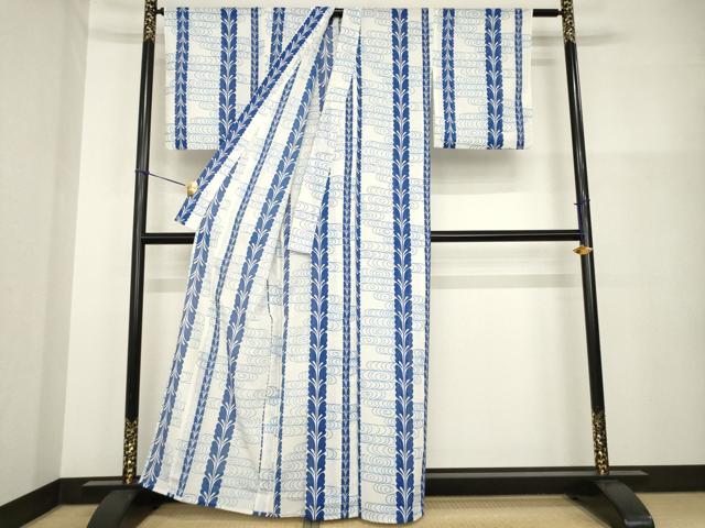 平和屋着物*夏物 小紋 絽 流水花間道 洗える着物 AABH2110ck