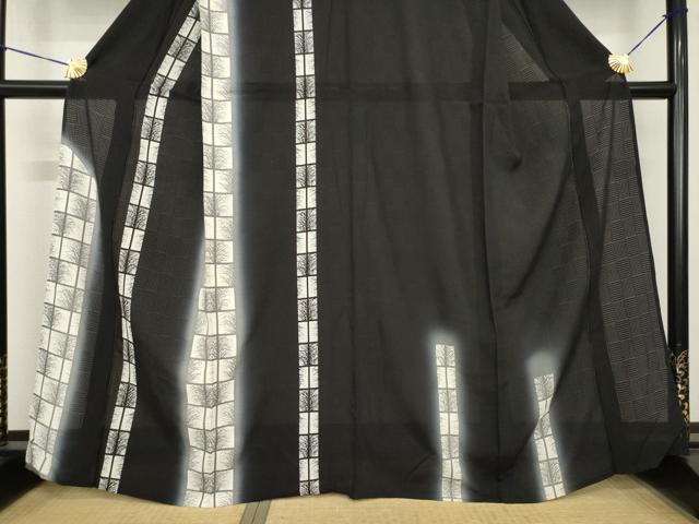 平和屋着物*夏物 訪問着 変わり絽 間道 暈し染め 黒地 正絹 逸品 未使用 AABH2146ck