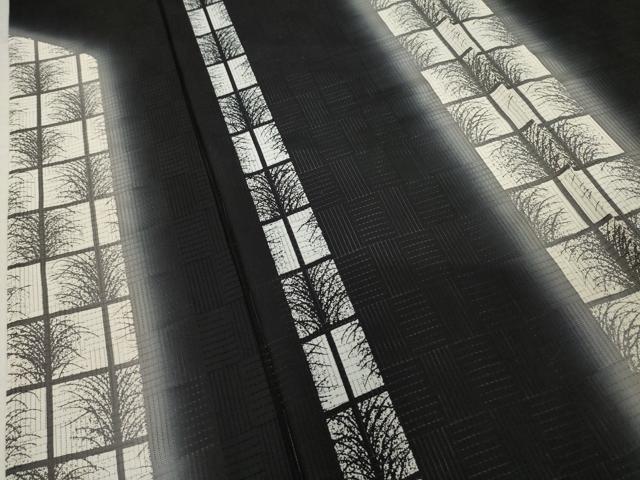 平和屋着物*夏物 訪問着 変わり絽 間道 暈し染め 黒地 正絹 逸品 未使用 AABH2146ck