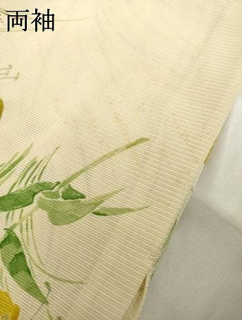平和屋着物*夏物 小紋 絽 手描き 草花文 銀彩 正絹 逸品 未使用 AABH2149ck