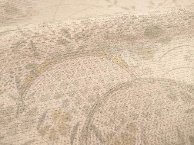 平和屋着物*夏物 訪問着 絽縮緬 花籬文 暈し染め 金糸 正絹 逸品 AABH2150ck