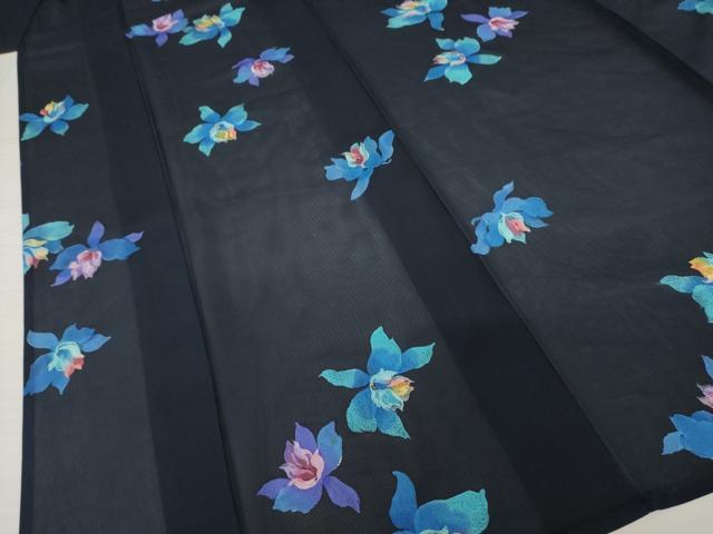 平和屋着物*夏物 小紋 絽 作家物 舞花文 正絹 逸品 AABH2152ck