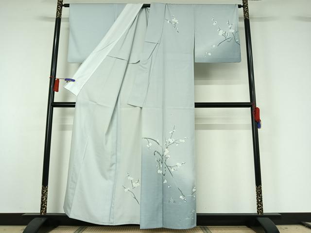 平和屋着物▽訪問着 単衣 枝梅文 暈し染め 洗える着物 AABH2164jh