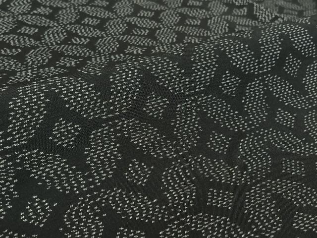 平和屋着物▽本場大島紬 単衣 七宝文 黒地 正絹 逸品 AABH2168jh