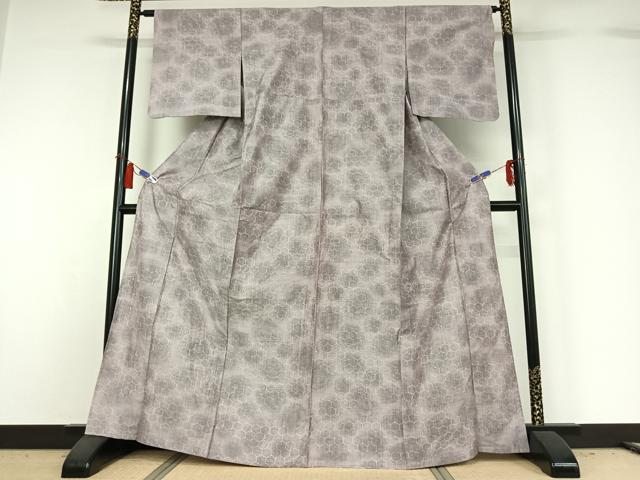 平和屋着物▽上質な紬 単衣 亀甲文 正絹 逸品 AABH2169jh
