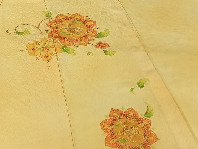 平和屋着物▽中国三大刺繍 相良刺繍 訪問着 単衣 正倉院花文 正絹 逸品 AABH2170jh