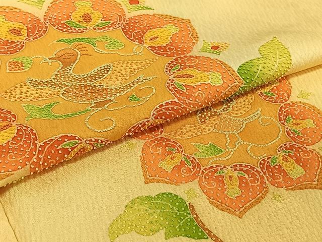 平和屋着物▽中国三大刺繍 相良刺繍 訪問着 単衣 正倉院花文 正絹 逸品 AABH2170jh