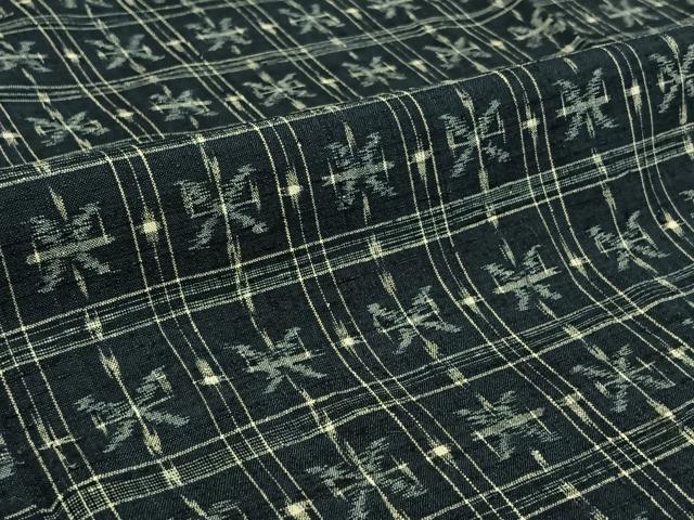 平和屋着物▽上質な紬 単衣 格子 正絹 逸品 AABH2171jh
