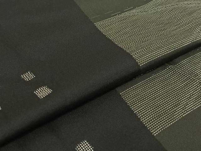 平和屋着物▽本場大島紬 単衣 7マルキ 幾何学文様 黒地 正絹 逸品 AABH2181jh