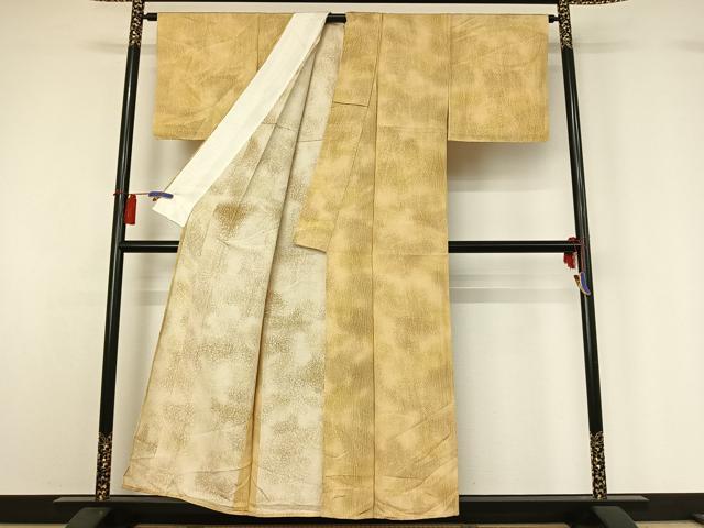 平和屋着物▽上質な小紋 単衣 杢目文 暈し染め 正絹 逸品 AABH2184jh