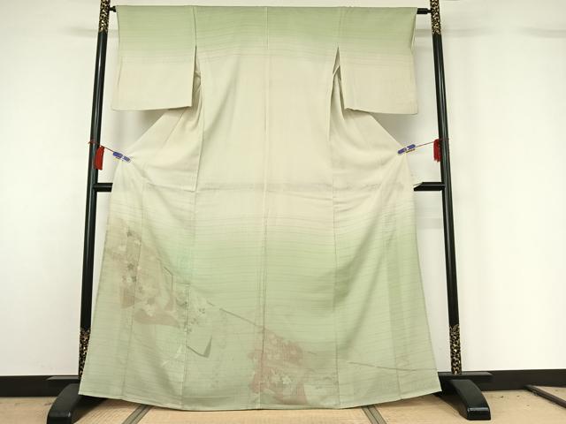 平和屋着物▽訪問着 無双 紗袷 紗×絽 吉祥花文 銀彩 正絹 逸品 AABH2185jh