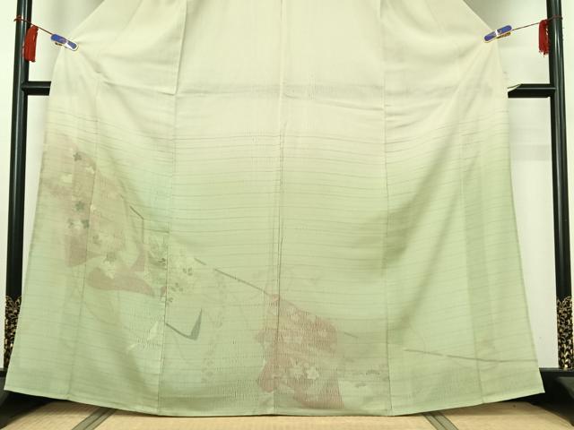 平和屋着物▽訪問着 無双 紗袷 紗×絽 吉祥花文 銀彩 正絹 逸品 AABH2185jh