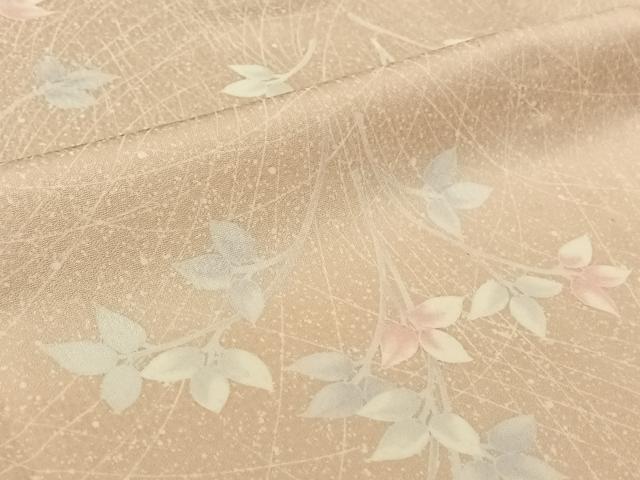 平和屋着物▽上質な小紋 単衣 草葉文 正絹 逸品 AABH2189jh