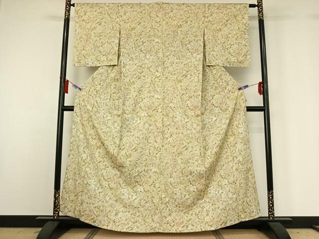 平和屋着物▽上質な小紋 単衣 花鳥文 正絹 逸品 AABH2191jh