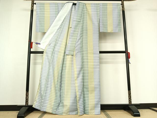 平和屋着物▽小紋 単衣 横段文 洗える着物 AABH2202jh