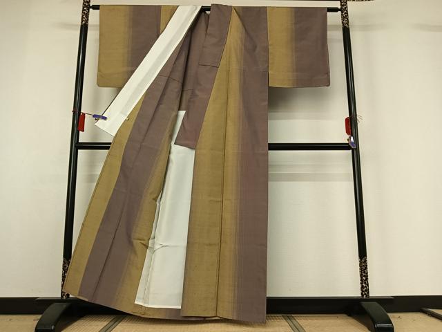 平和屋着物▽上質な紬 単衣 間道 正絹 逸品 AABH2205jh