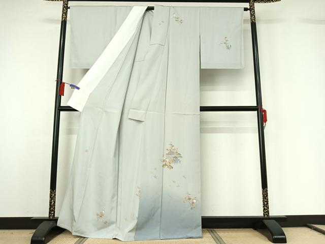 平和屋着物▽訪問着 単衣 作家物 風景花文 暈し染め 正絹 逸品 AABH2227jh