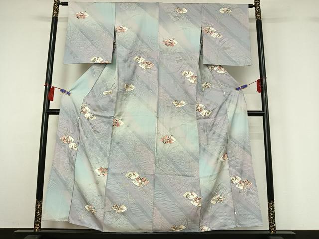 平和屋着物▽上質な小紋 単衣 地紙花文 正絹 逸品 AABH2229jh