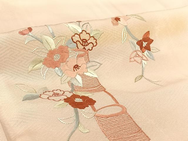 平和屋着物▽訪問着 単衣 総刺繍 飾花文 暈し染め 正絹 逸品 AABH2235jh
