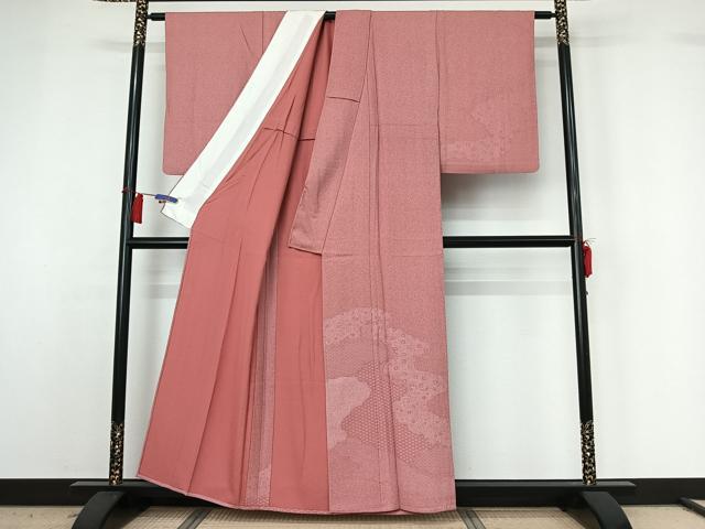 平和屋着物▽訪問着 江戸小紋 単衣 作家物 花唐草文 正絹 逸品 AABH2240jh