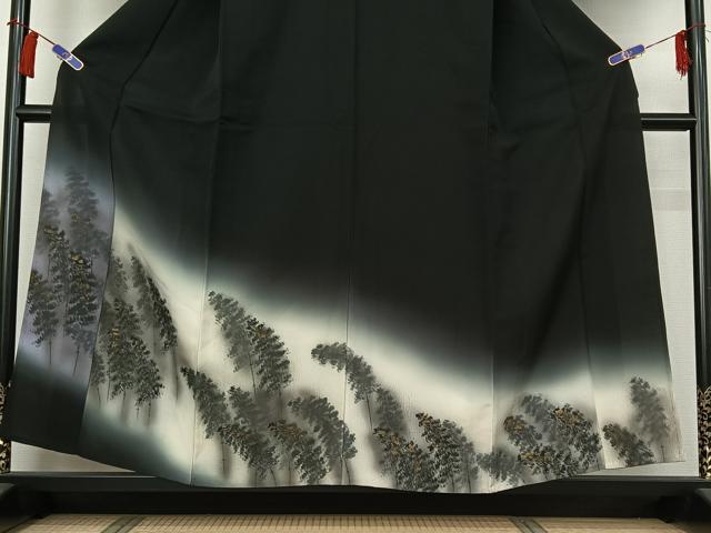 平和屋着物▽訪問着 単衣 樹林文 暈し染め 金彩 正絹 逸品 AABH2243jh