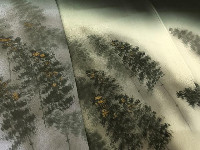 平和屋着物▽訪問着 単衣 樹林文 暈し染め 金彩 正絹 逸品 AABH2243jh