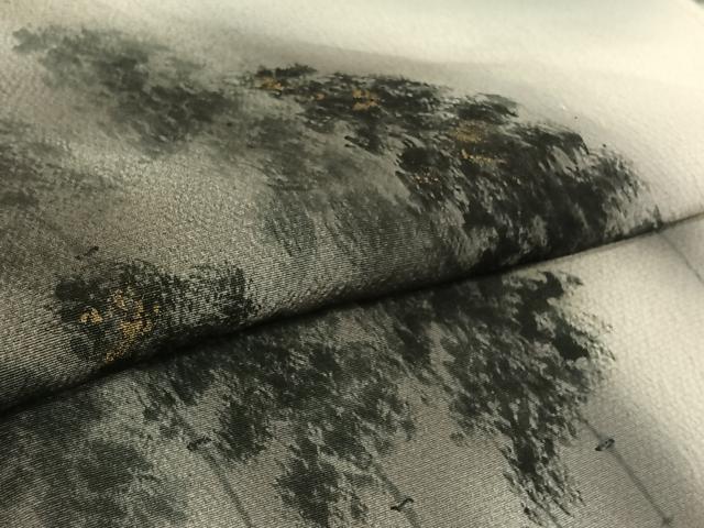 平和屋着物▽訪問着 単衣 樹林文 暈し染め 金彩 正絹 逸品 AABH2243jh