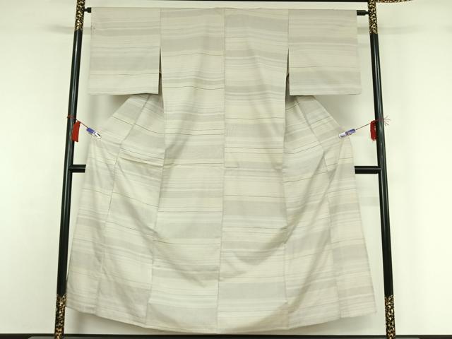 平和屋着物▽結城紬 単衣 80亀甲 横段文 正絹 逸品 AABH2270jh