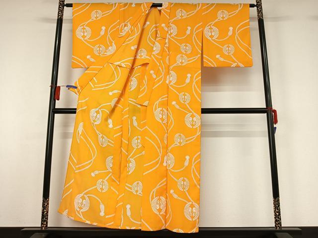 平和屋着物▽小紋 単衣 向かい鶴文 洗える着物 AABH2294jh