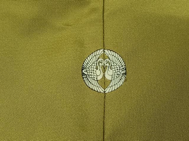 平和屋着物▽色無地 単衣 草花文 青丹色 洗える着物 AABH2298jh