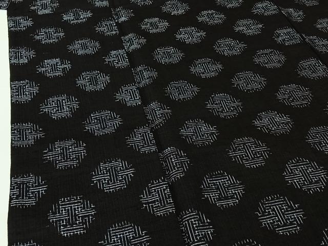 平和屋着物▽上質な紬 単衣 幾何学丸文 三越扱い 正絹 逸品 AABH2318jh