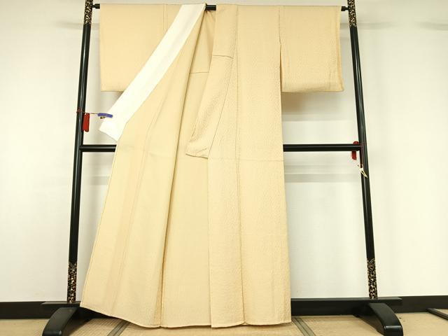平和屋着物▽上質な色無地 単衣 鳥の子色 正絹 逸品 AABH2320jh