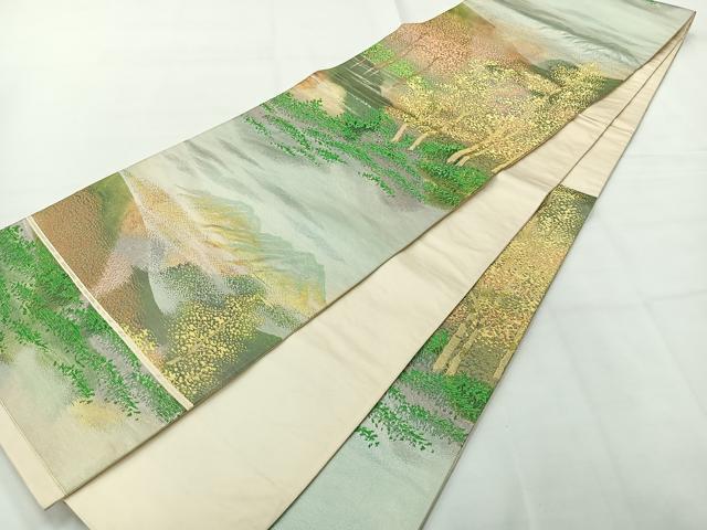平和屋着物◎六通柄袋帯 唐織 風景文 金銀糸 正絹 逸品 AABH2356uk