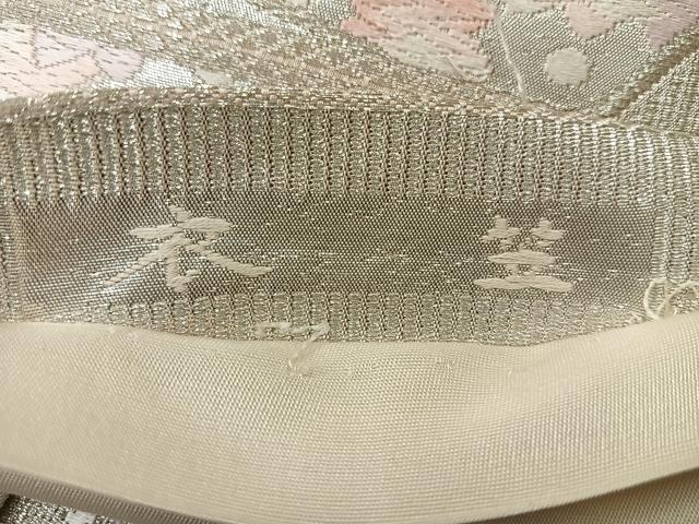 平和屋着物◎六通柄袋帯 唐織 衣笠 銀糸 正絹 逸品 AABH2358uk