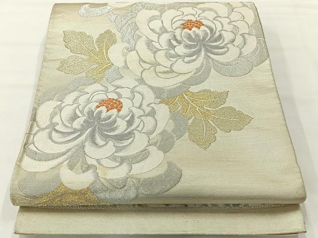 平和屋着物◎六通柄袋帯 唐織 菊 金銀糸 正絹 逸品 AABH2369uk