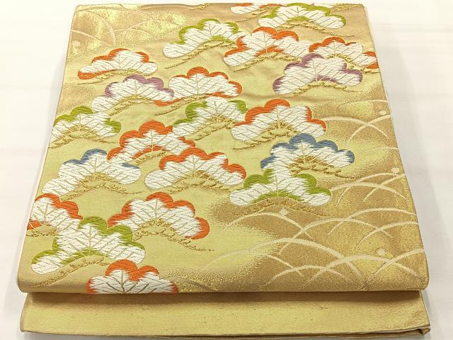 平和屋着物◎西陣 六通柄袋帯 唐織 松 金糸 正絹 逸品 AABH2385uk