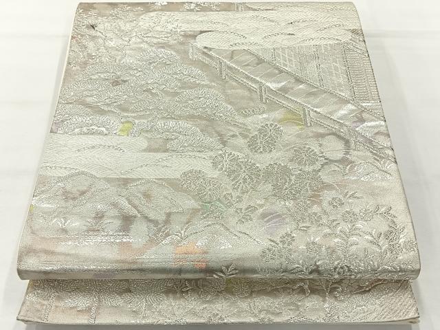 平和屋着物◎六通柄袋帯 古京錦 風景花文 二重引箔 正絹 逸品 AABH2392uk