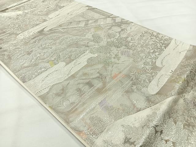 平和屋着物◎六通柄袋帯 古京錦 風景花文 二重引箔 正絹 逸品 AABH2392uk
