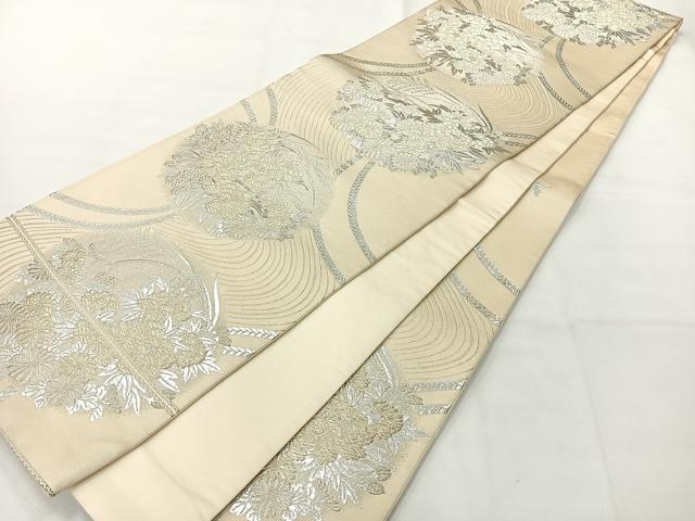 平和屋着物◎六通柄袋帯 花丸文 銀糸 正絹 逸品 AABH2409uk