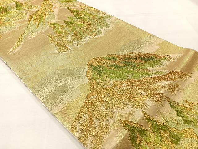 平和屋着物◎六通柄袋帯 唐織 風景文 金糸 正絹 逸品 AABH2422uk
