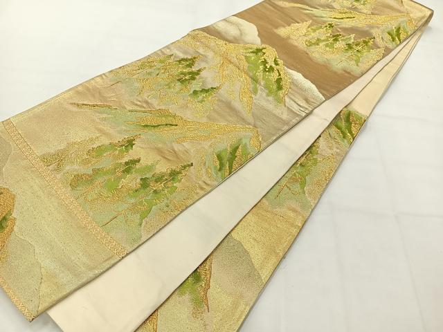 平和屋着物◎六通柄袋帯 唐織 風景文 金糸 正絹 逸品 AABH2422uk