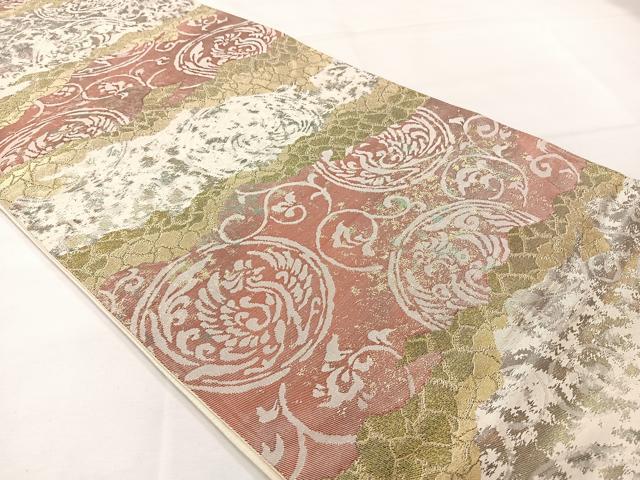 平和屋着物◎六通柄袋帯 鳳凰唐草文 金糸 正絹 逸品 AABH2427uk