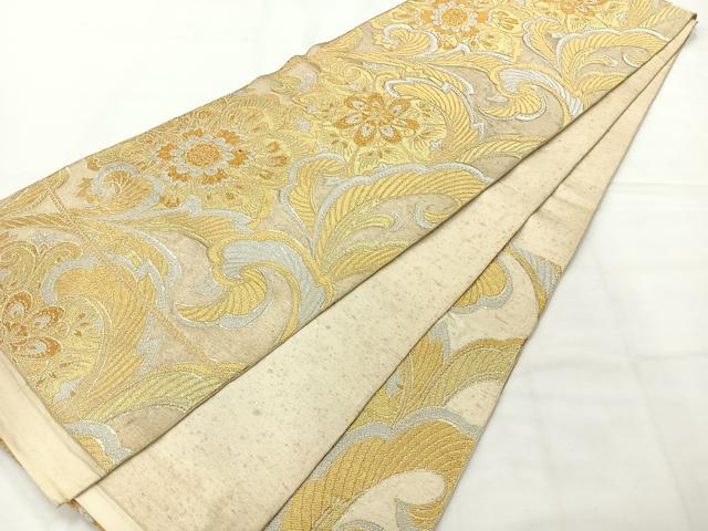 平和屋着物◎六通柄 本袋帯 更紗花文 金銀糸 正絹 逸品 AABH2431uk