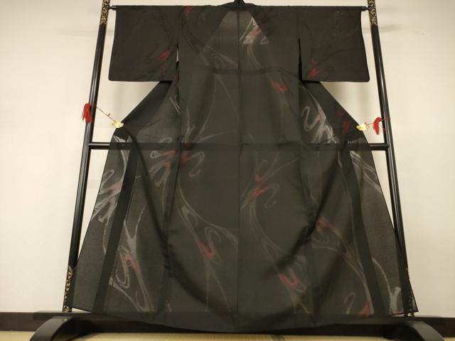 平和屋着物*夏物 小紋 紗 流水文 正絹 逸品 AABH2466jd