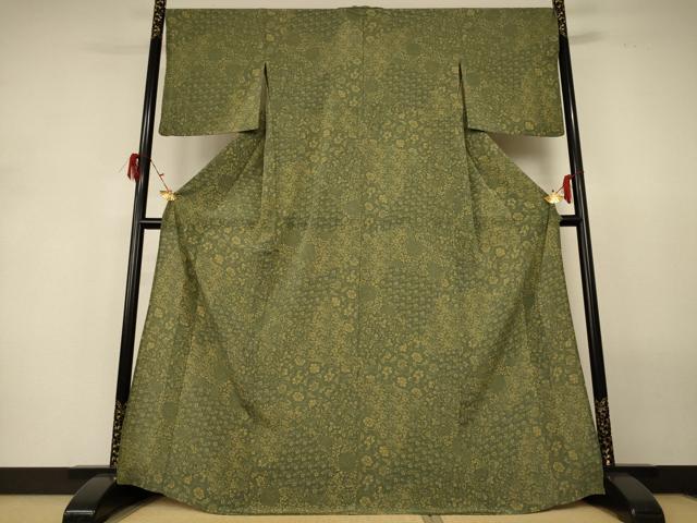 平和屋着物*夏物 小紋 絽 更紗花文 正絹 逸品 AABH2469jd