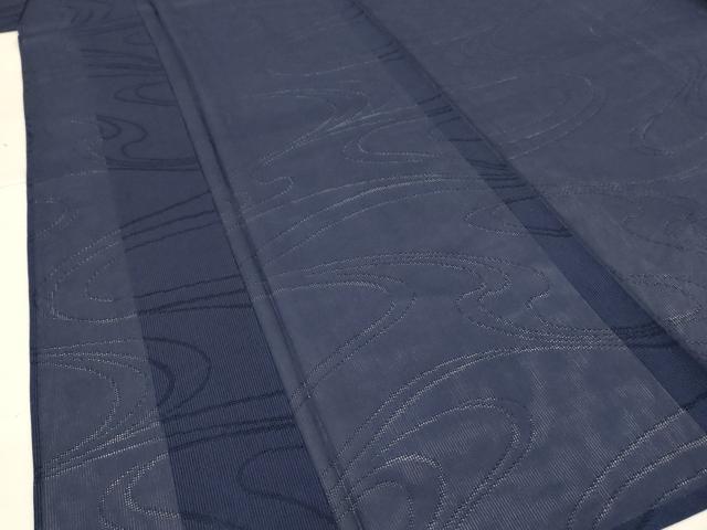 平和屋着物*夏物 色無地 縦絽 流水紋紗 藍鉄色 正絹 逸品 AABH2484jd