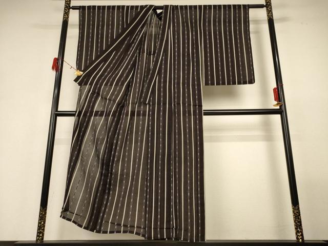 平和屋着物*夏物 小紋 紗 間道 正絹 逸品 AABH2491jd